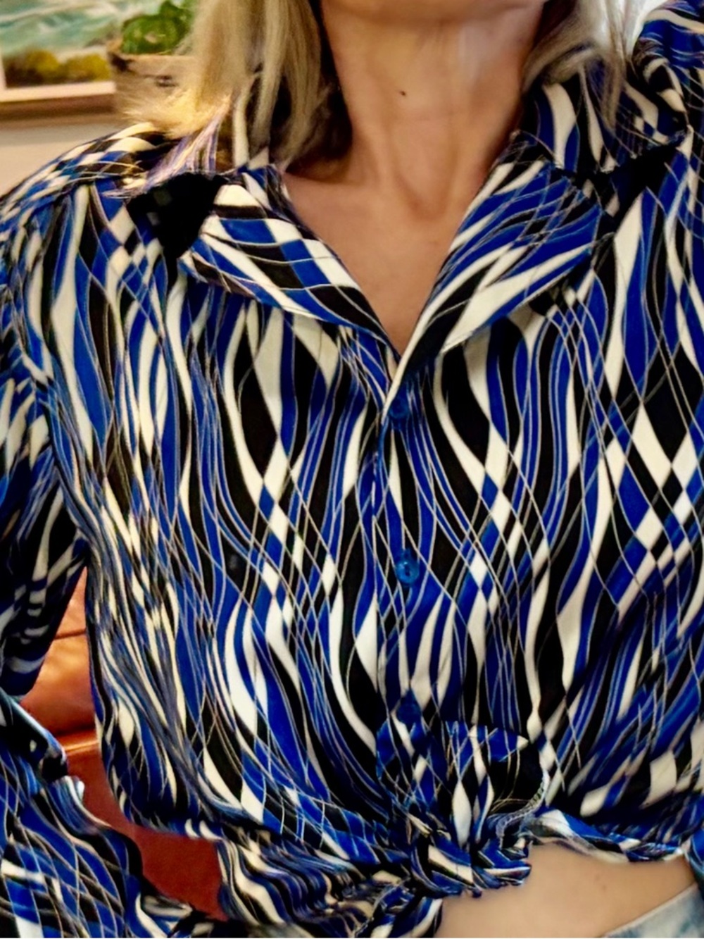 Da-Rue Royal Blue and Black Blouse